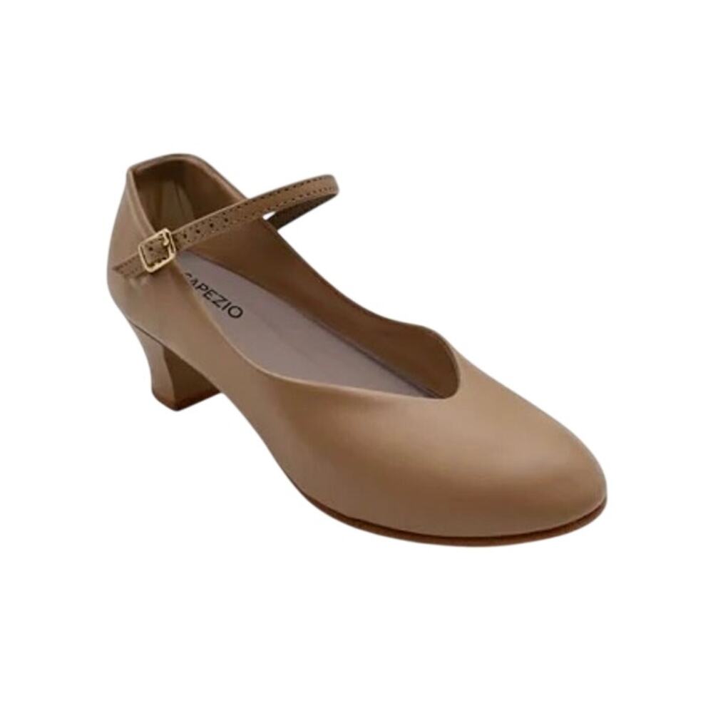Capezio Footlight Character Leather Taupe Mary Jane Dance Shoes Performance